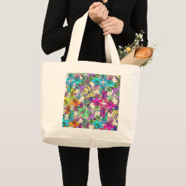 Tropische bloemen Chevron natuurlijk tas
