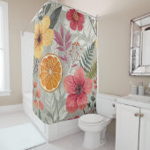 Tropische Bloemen & Citrus Douchegordijn (In situ)
