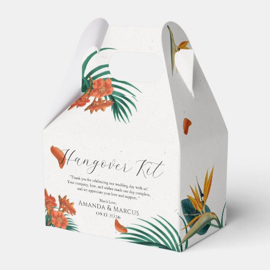 Tropische Bloemen Classy Bruiloft Bedankdoosjes (Achterkant)