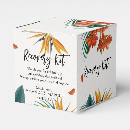 Tropische bloemen Classy Wedding Recovery Kit Bedankdoosjes (Voorkant Zijde)