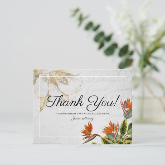 tropische bloemen dank u briefkaart (Staand voorkant)