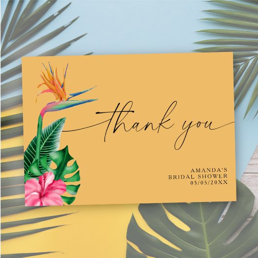 Tropische bloemen - dank u vrijgezellenfeest bedankkaart