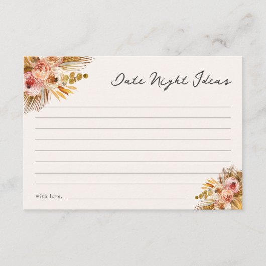 Tropische Bloemen  Datum Nacht Ideeën Informatiekaartje (Voorkant)