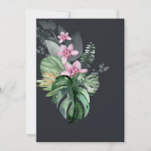 Tropische bloemen donker champagneglas kaart (Achterkant)