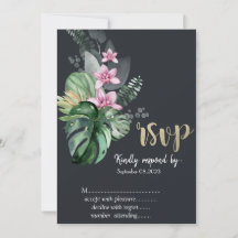 Tropische bloemen donker RSVP