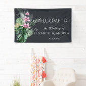 Tropische bloemen donkere bruiloft spandoek (Insitu)