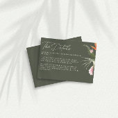 Tropische Bloemen Donkergroene Bruiloft Details Informatiekaartje