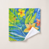 Tropische bloemen drie bad handdoek (Wasdoekje)