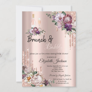 Tropische Bloemen Druppels Roze Goud Brunch & Mous Kaart