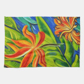 Tropische bloemen één theedoek (Horizontaal)