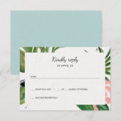 Tropische bloemen eenvoudige bruiloft RSVP (Voorkant / Achterkant)