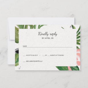 Tropische bloemen eenvoudige bruiloft RSVP Kaartje