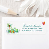 Tropische Bloemen Elegante Bruiloft Retouradres Etiket (Insitu)