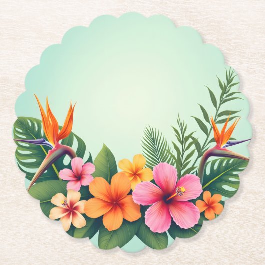 Tropische bloemen elegantie kartonnen onderzetters (Voorkant)
