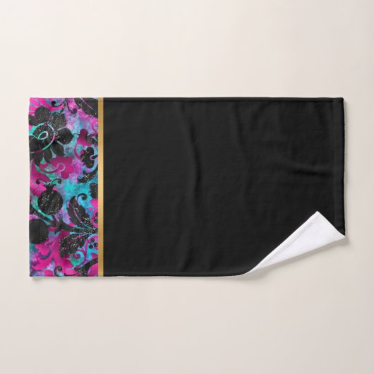 TROPISCHE BLOEMEN ELEGANTIE ZWARTE BADKAMER HANDDO BAD HANDDOEK (Handdoek)