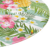 Tropische bloemen en ananas op Blauwgroen strepen Snijplank (Hoek)