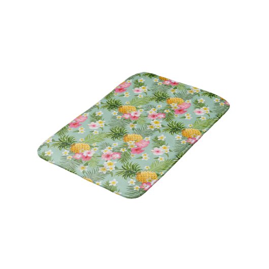Tropische bloemen en ananassen badmat (Gekanteld)