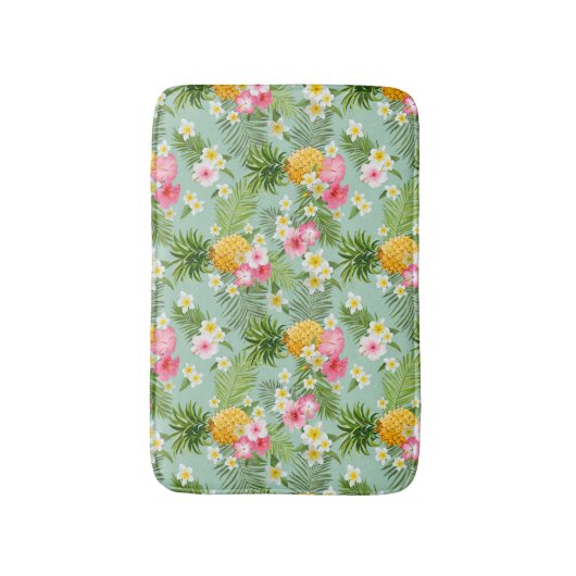 Tropische bloemen en ananassen badmat (Voorkant Verticaal)