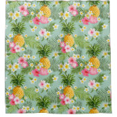 Tropische bloemen en ananassen douchegordijn (Voorkant)