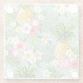 Tropische bloemen en ananassen glazen onderzetter (Achterkant)