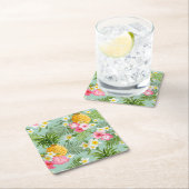 Tropische bloemen en ananassen kartonnen onderzetters (Insitu)