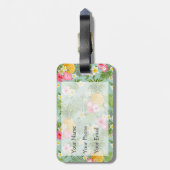 Tropische bloemen en ananassen | Monogram Bagagelabel (Achterkant verticaal)