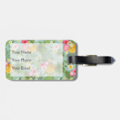 Tropische bloemen en ananassen | Monogram Bagagelabel (Achterkant horizontaal)