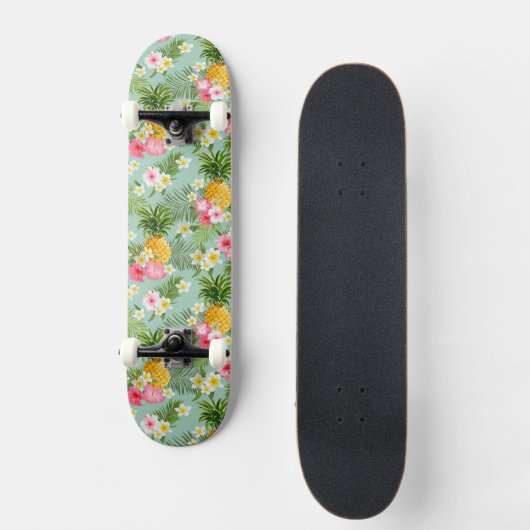 Tropische bloemen en ananassen skateboard (Voorkant)