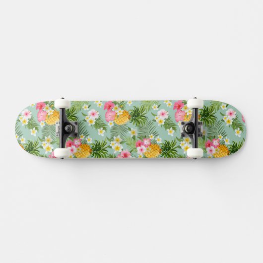 Tropische bloemen en ananassen skateboard (Horizontaal)
