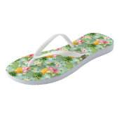 Tropische bloemen en ananassen teenslippers (Schuin)