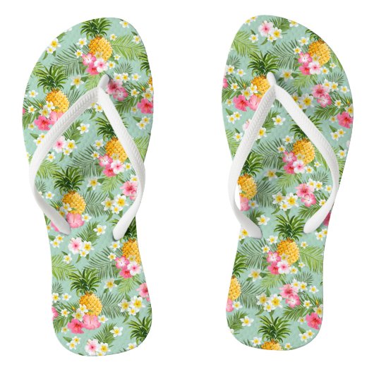 Tropische bloemen en ananassen teenslippers (Voetbed)
