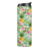 Tropische bloemen en ananassen | Voeg je Initiaal  Thermosbeker (Gedraaid links)