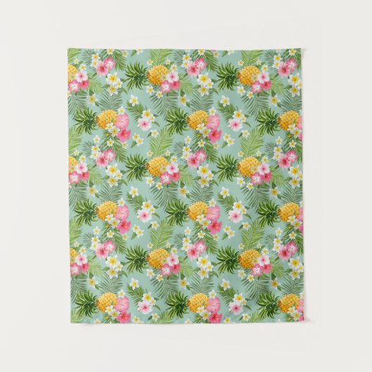 Tropische bloemen en ananassen wandkleed (Voorkant)