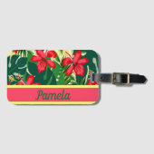 Tropische bloemen en bladeren bagagelabel (Voorkant (horizontaal))