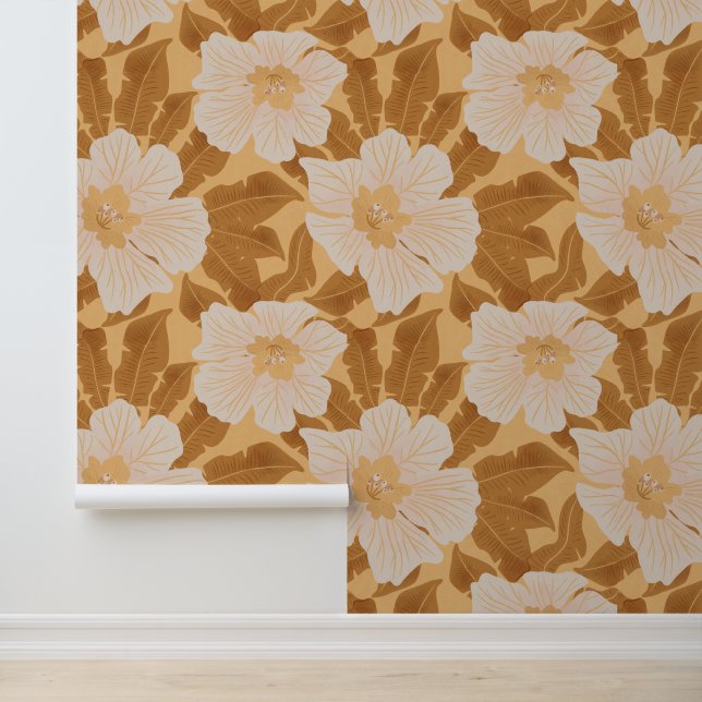 Tropische bloemen en bladeren behang (Applicatie)