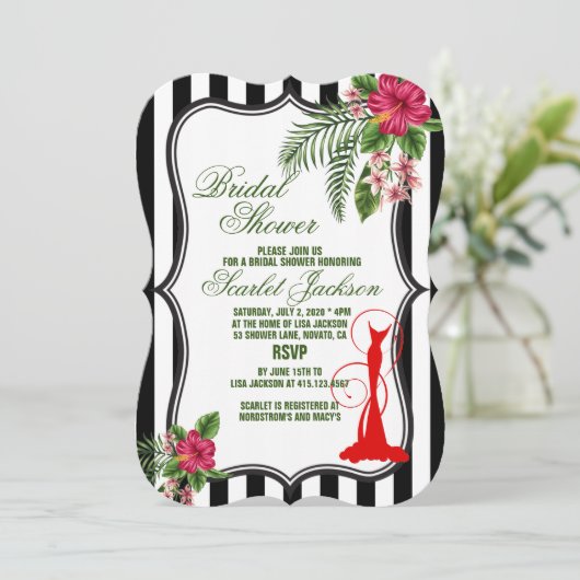 Tropische bloemen en bladeren Bridal Shower-uitnod Kaart (Staand voorkant)