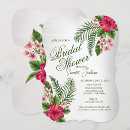 Tropische bloemen en bladeren Bridal Shower-uitnod Kaart