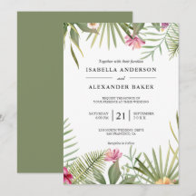 Tropische bloemen en bladeren bruiloft