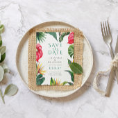 Tropische bloemen en bladeren bruiloft Save the Da Kaart