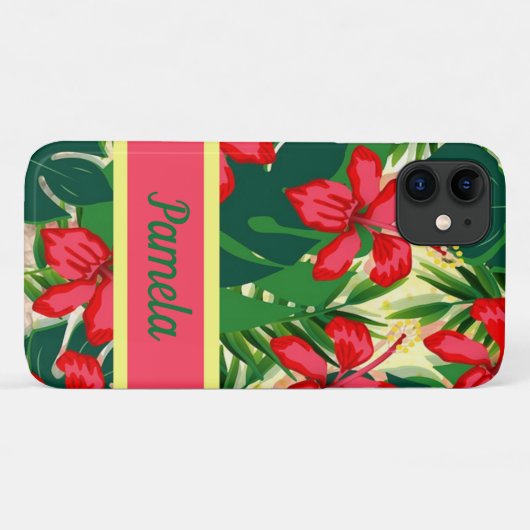Tropische bloemen en bladeren Case-Mate iPhone case (Achterkant (horizontaal))