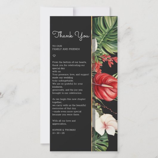 Tropische bloemen en bladeren donkere waterverf br bedankkaart (Voorkant)