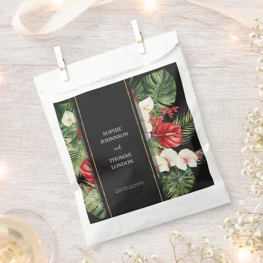 Tropische bloemen en bladeren donkere waterverf br bedankzakje (Geknipt)