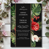 Tropische bloemen en bladeren donkere waterverf br kaart