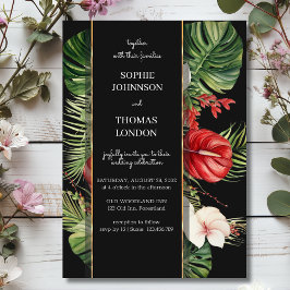 Tropische bloemen en bladeren donkere waterverf br kaart