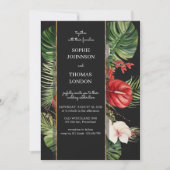 Tropische bloemen en bladeren donkere waterverf br kaart (Voorkant)