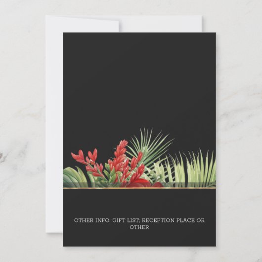 Tropische bloemen en bladeren donkere waterverf br kaart (Achterkant)
