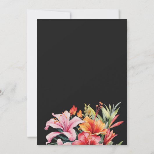 Tropische bloemen en bladeren donkere waterverf br kaart (Achterkant)