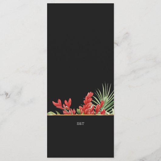 Tropische bloemen en bladeren donkere waterverf br menu (Achterkant)