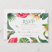 Tropische bloemen en bladeren Elegante bruiloft Bedankkaart (Voorkant)