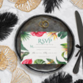 Tropische bloemen en bladeren Elegante bruiloft Bedankkaart